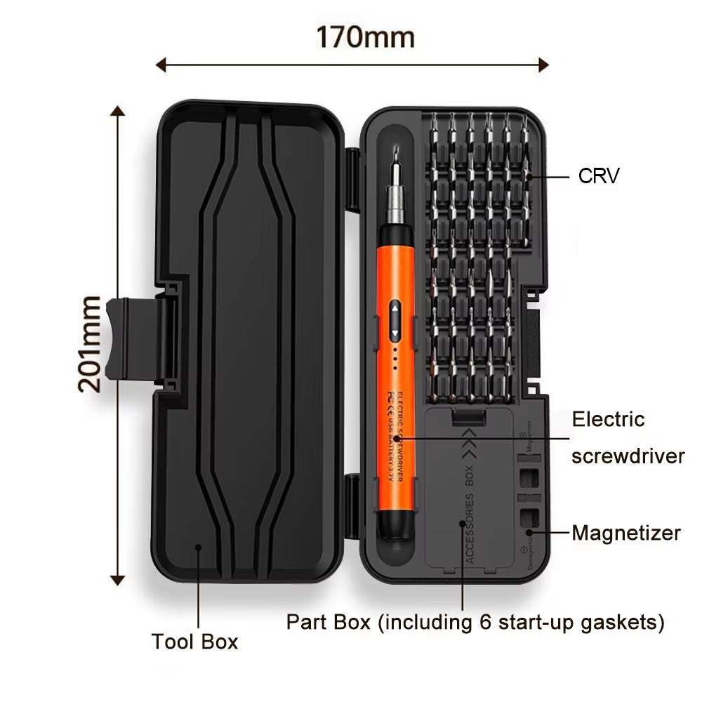 Electric Screwdriver Set Precision Power Tool Kit Rechargeable Wireless Mini Small Bits for Mobile Cell Computer Repair CRV