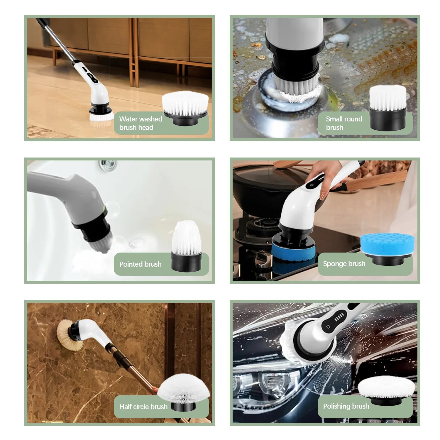Electric Spin Scrubber for Cleaning with 9 Replaceable Heads and Long Handle, Dual Speed 360 Electric Spin Brush for Cleaning Bathroom Floor Tile Tub