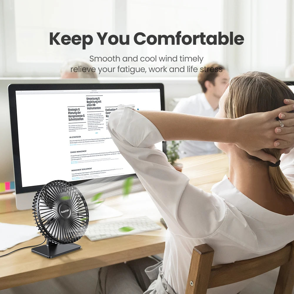 GAIATOP Desk Fan Portable USB Fan 90° Adjustable Cooling Fan Mute 4 Speed Adjustment Ultra Quiet Suitable for Home Desk Office