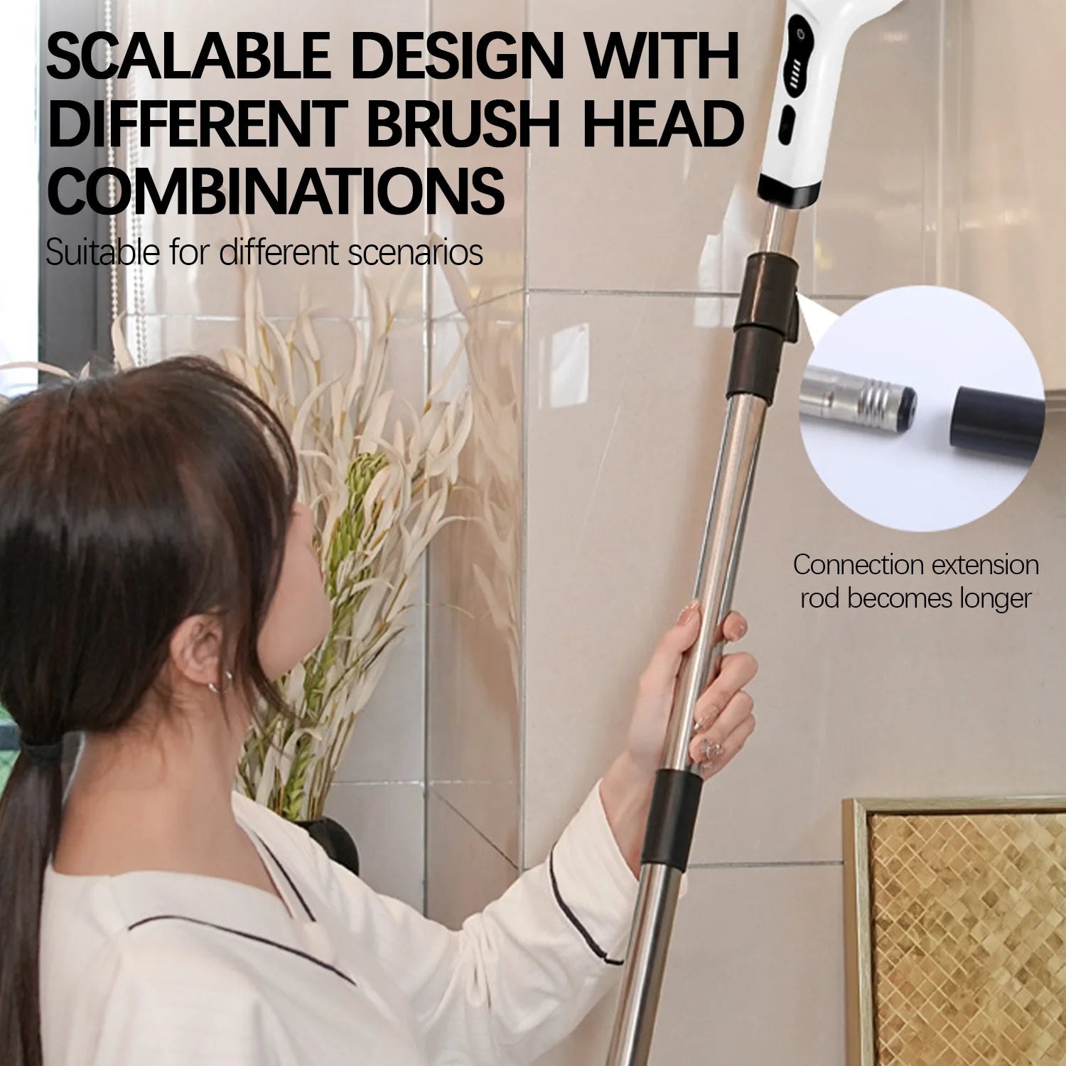 Electric Spin Scrubber for Cleaning with 9 Replaceable Heads and Long Handle, Dual Speed 360 Electric Spin Brush for Cleaning Bathroom Floor Tile Tub