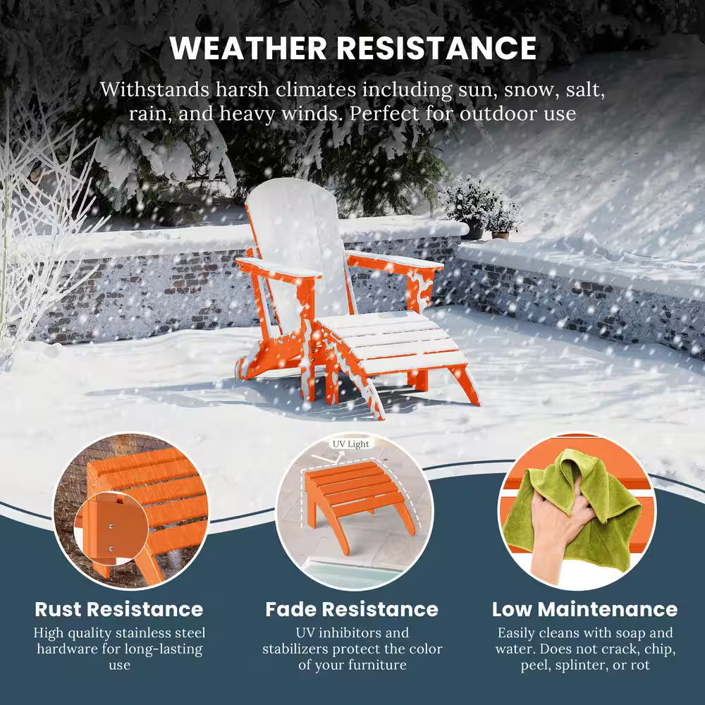 District Orange Plastic Outdoor Adirondack Chair Ottoman
