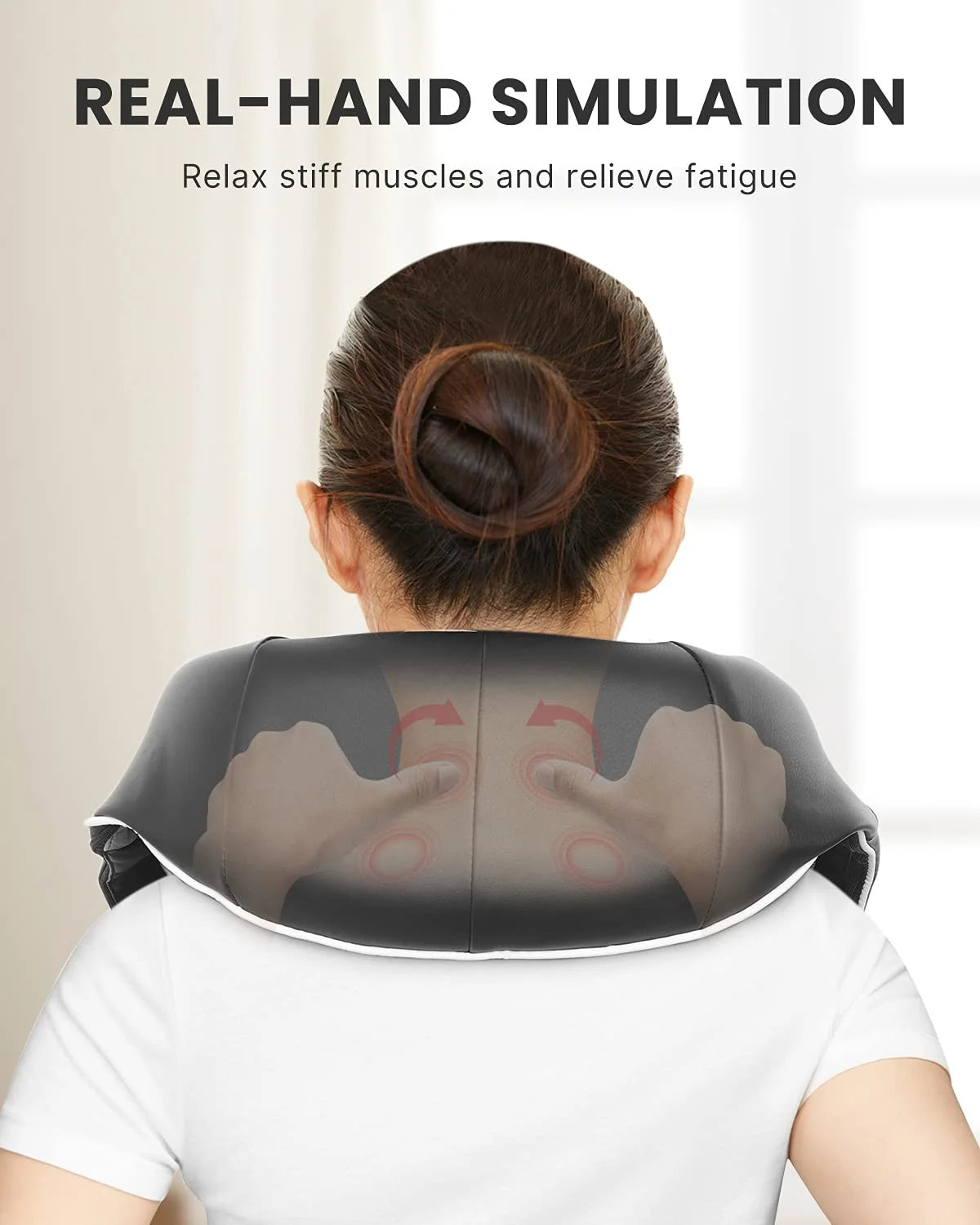Shiatsu Neck Massager with Heat & Vibration, Deep Tissue 3D Kneading Shoulder Massager for Pain Relief, Cordless Leather Gift for Women and Men