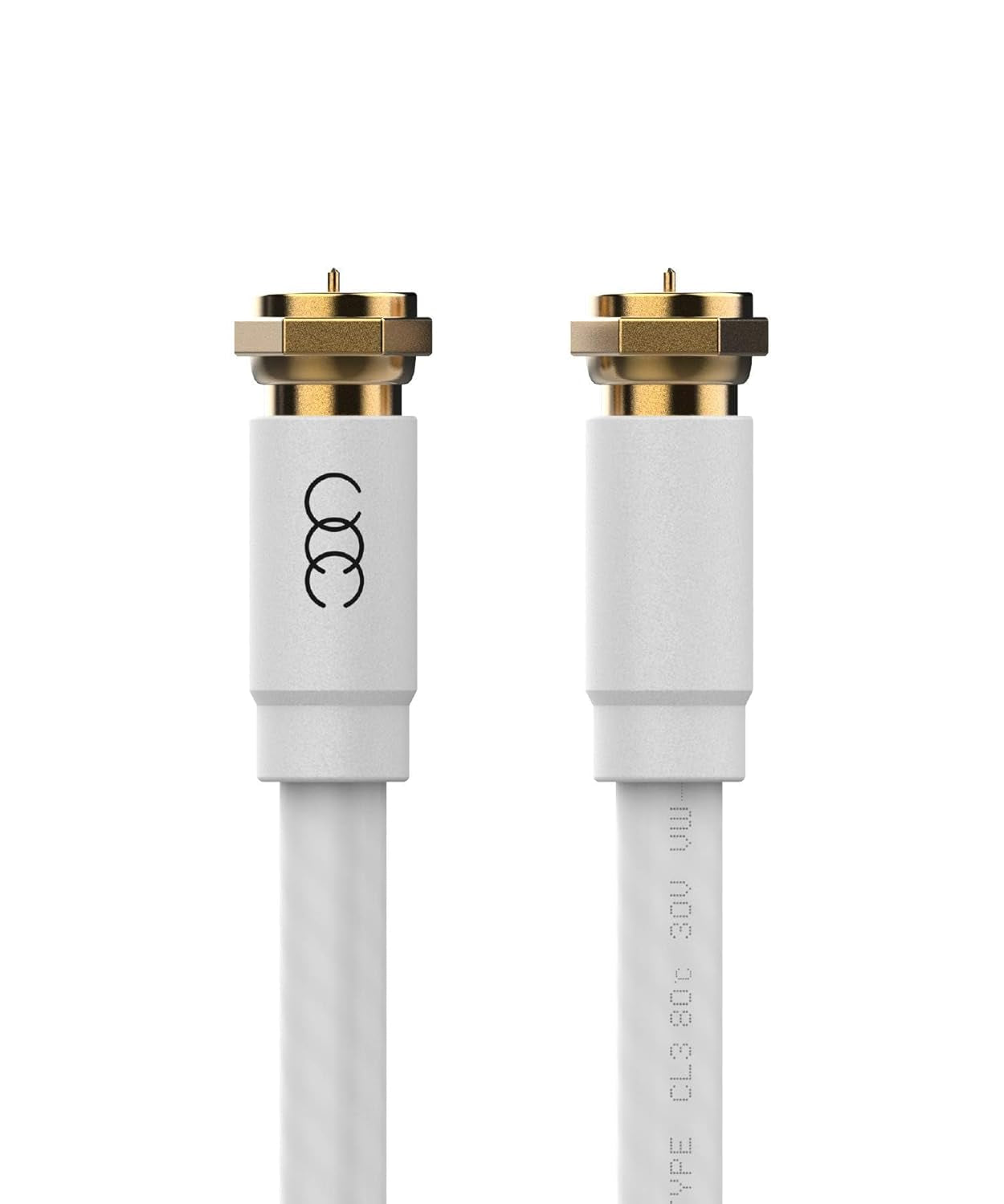 RG6 Coaxial Cable 30 FT, CL3 White Coax Cord TV Cable Wire, In-Wall Rated-Digital Audio Video Satellite Cable Extension, Gold Plated Compression Connectors - White