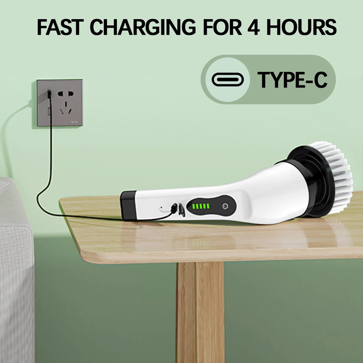 Electric Spin Scrubber for Cleaning with 9 Replaceable Heads and Long Handle, Dual Speed 360 Electric Spin Brush for Cleaning Bathroom Floor Tile Tub