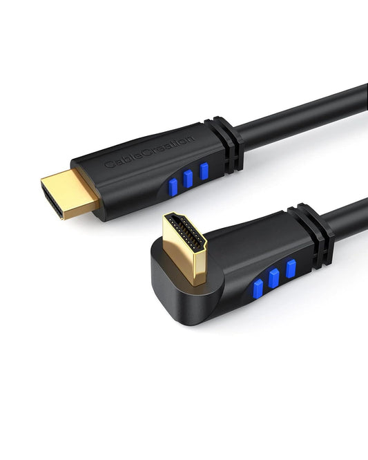 4K HDMI Cable 3Ft down Angle 90 Degree Right Angle, Support 4K@60Hz Ultra HD 3D Video, Male to Male Black HDMI Cable for TV, PC, Gaming and More
