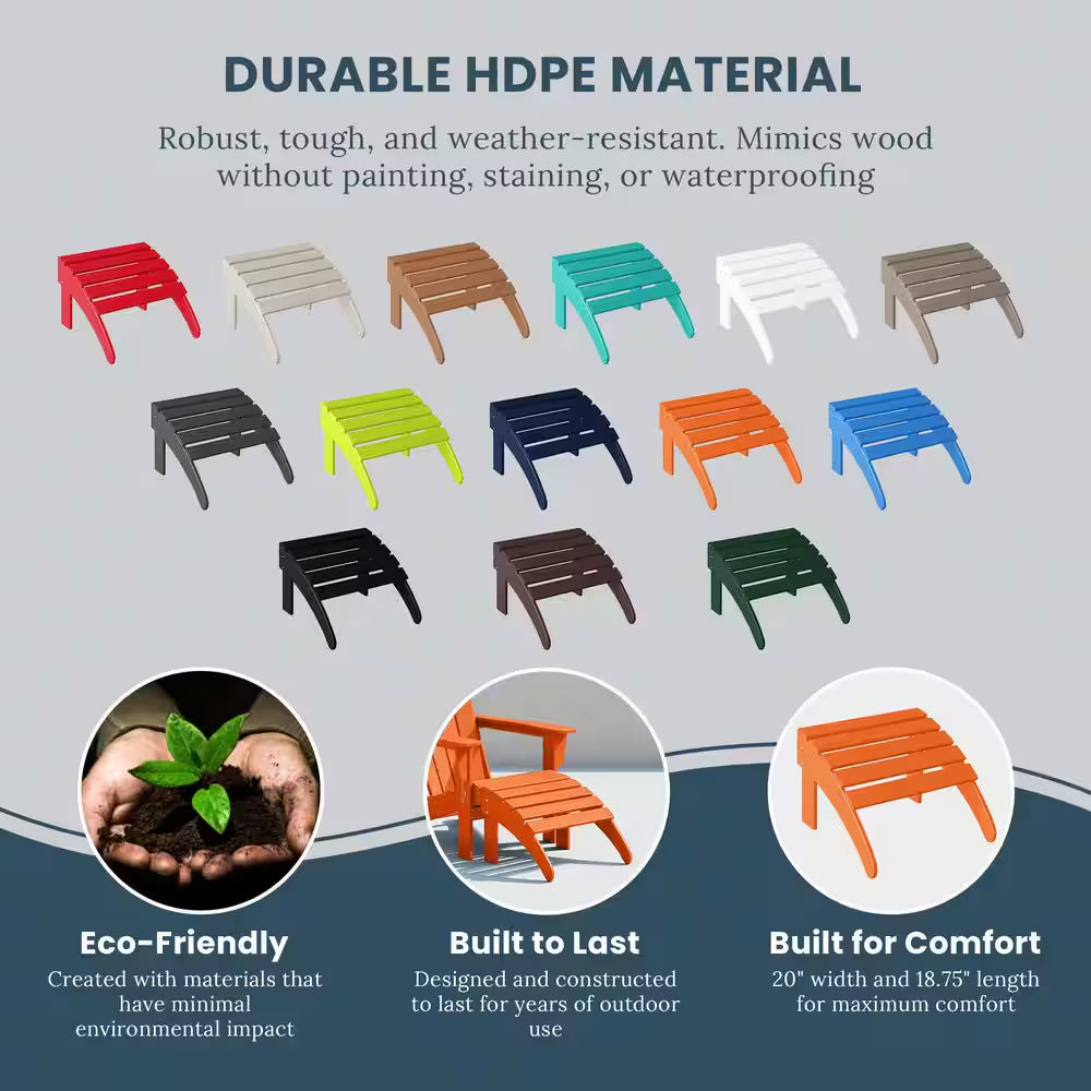 District Orange Plastic Outdoor Adirondack Chair Ottoman