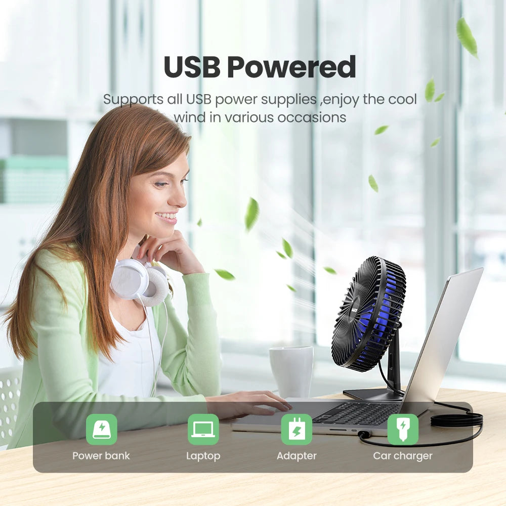 GAIATOP Desk Fan Portable USB Fan 90° Adjustable Cooling Fan Mute 4 Speed Adjustment Ultra Quiet Suitable for Home Desk Office