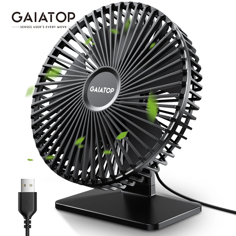 GAIATOP Desk Fan Portable USB Fan 90° Adjustable Cooling Fan Mute 4 Speed Adjustment Ultra Quiet Suitable for Home Desk Office