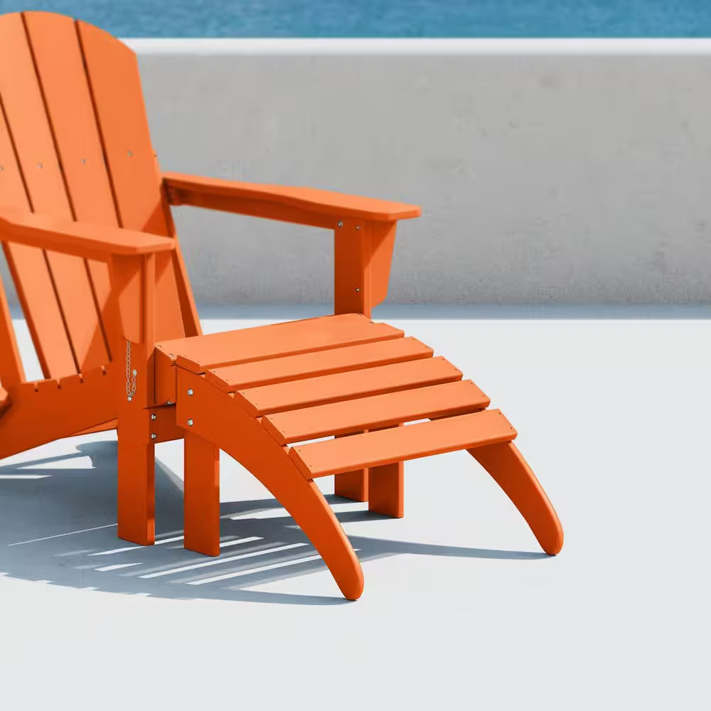 District Orange Plastic Outdoor Adirondack Chair Ottoman