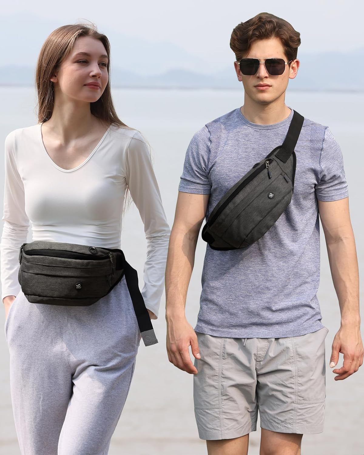 Running Belt Fanny Pack: Runner Marathon Jogging Waist Pack Sport Workout Exercise Fitness Phone Holder Belt for Men Women Jogger Slim Waistband Black