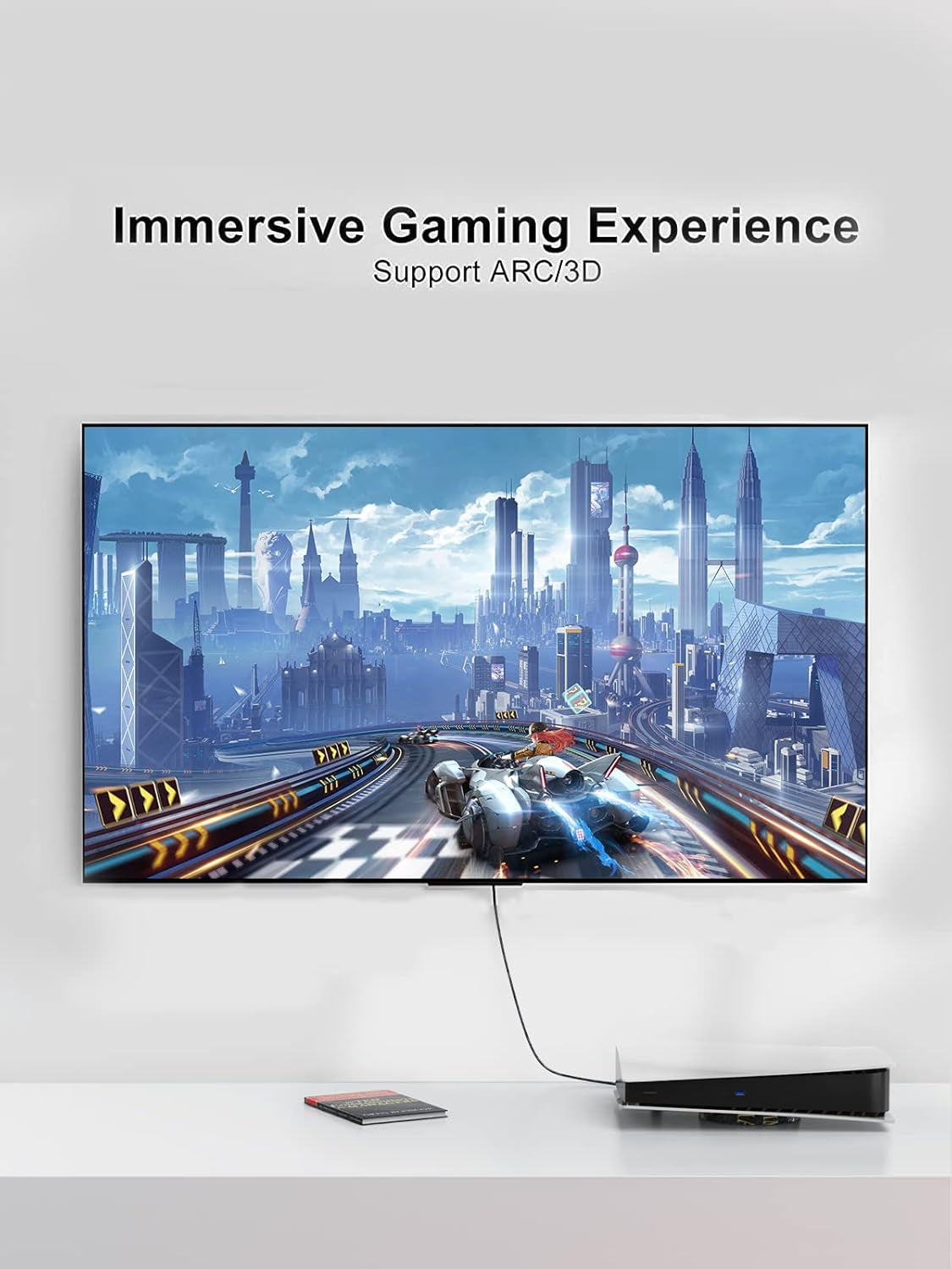 4K HDMI Cable 3Ft down Angle 90 Degree Right Angle, Support 4K@60Hz Ultra HD 3D Video, Male to Male Black HDMI Cable for TV, PC, Gaming and More