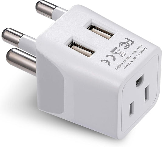 South Africa, Botswana Travel Adapter Plug with Dual USB + USA Input - Type M - Ultra Compact - Safe Grounded Perfect for Cell Phones, Laptops, Camera Chargers and More (CTU-10L)