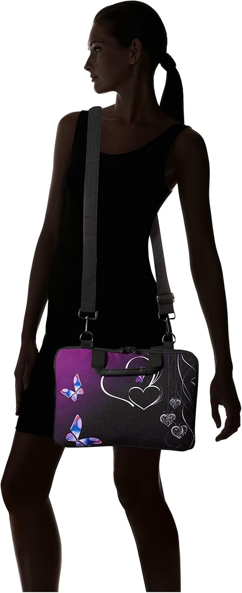 Purple Butterflies Canvas Laptop Carrying Shoulder Sleeve Case Protective Bag Briefcase Fits 11.6 12 12.9 13 13.3 Inches Laptop Ultrabook Netbook CSH-05