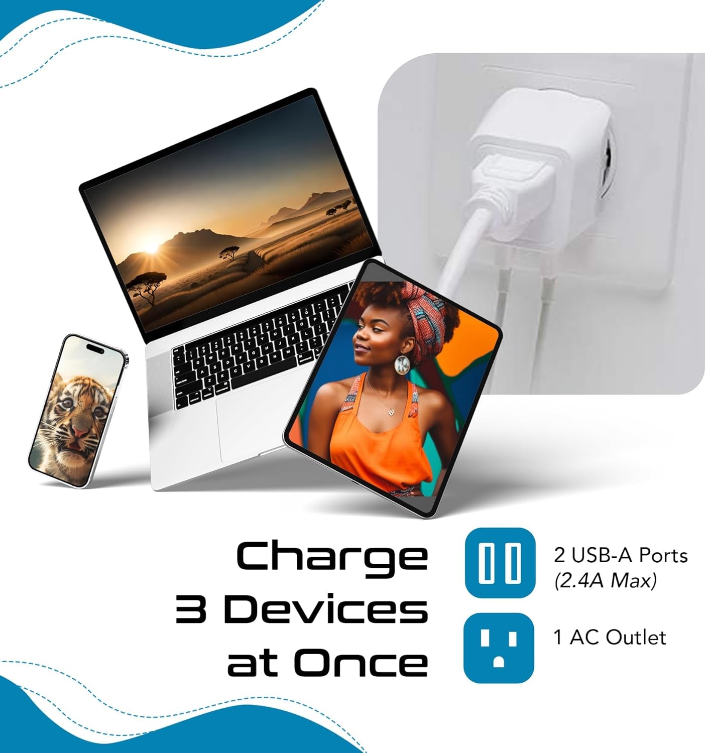 South Africa, Botswana Travel Adapter Plug with Dual USB + USA Input - Type M - Ultra Compact - Safe Grounded Perfect for Cell Phones, Laptops, Camera Chargers and More (CTU-10L)